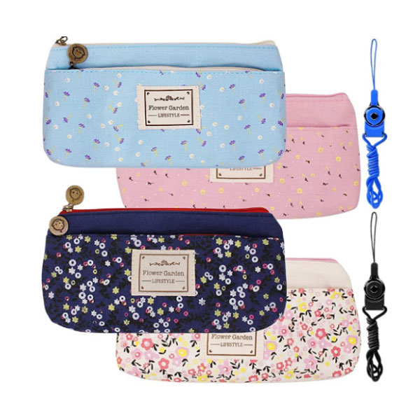 Flower Floral Canvas Pen Pencil Cases Makeup Bags Manufacturers, Suppliers in Belagavi