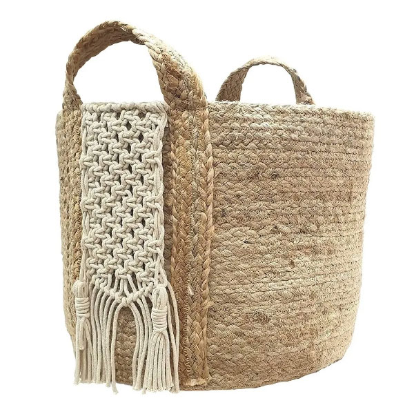 Jute and Macrame Storage Basket with Handles Manufacturers, Suppliers in Ujjain