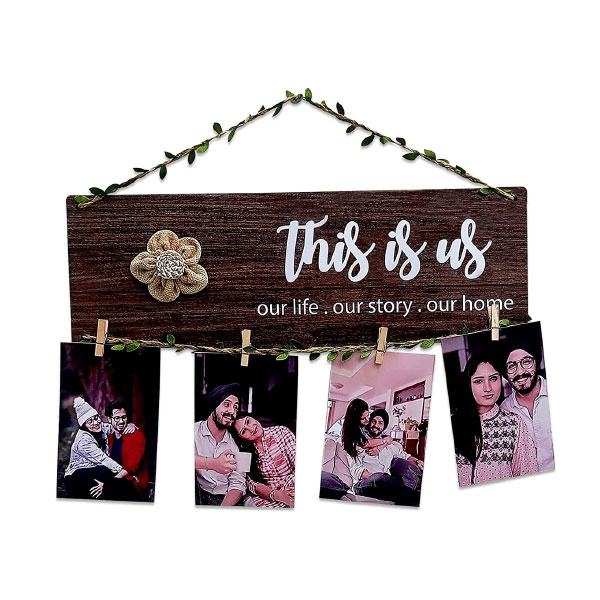 Wooden Wall Hanging Collage Organizer with Clips and Ropes   Manufacturers, Suppliers in Delhi