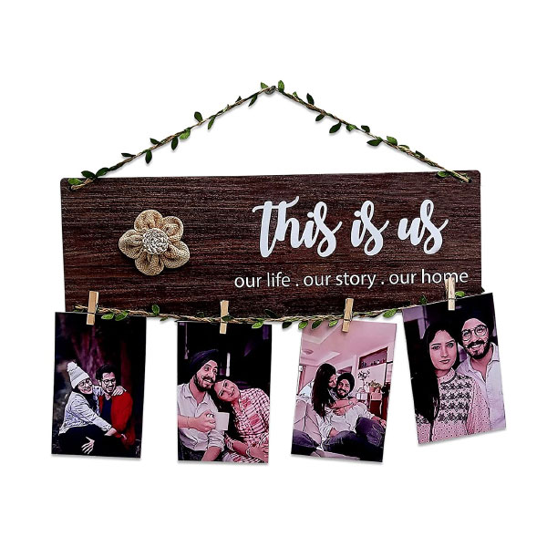 Wooden Wall Hanging Collage Organizer with Clips and Ropes  Manufacturers, Suppliers in West Siang